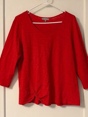 Habitat red 100% cotton blouse size large oversized lagenlook minimalist